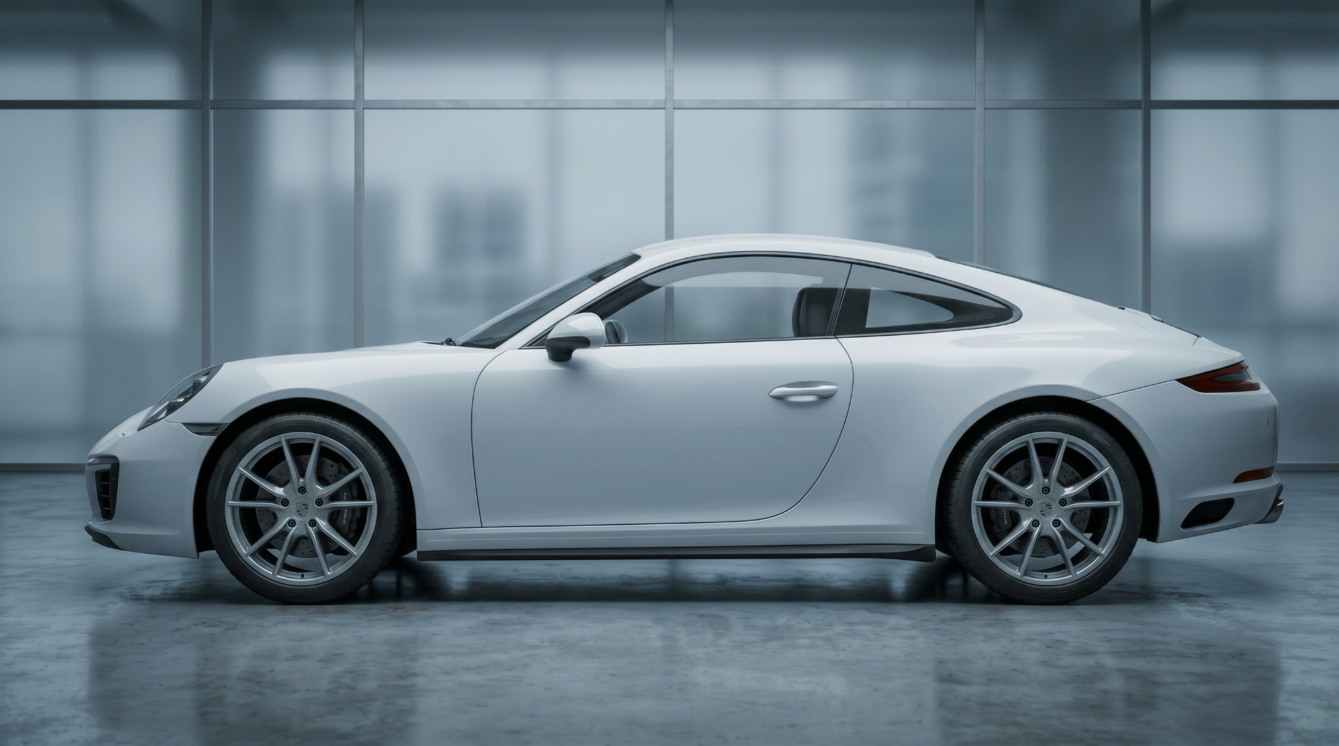 Porsche blanco limpio tras el detallado en Kramex Detailing Barcelona